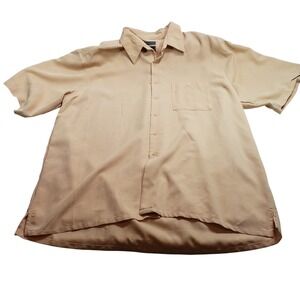 Bruno Mens Sueded Microfiber Button Down Shirt XXL Tan Peach